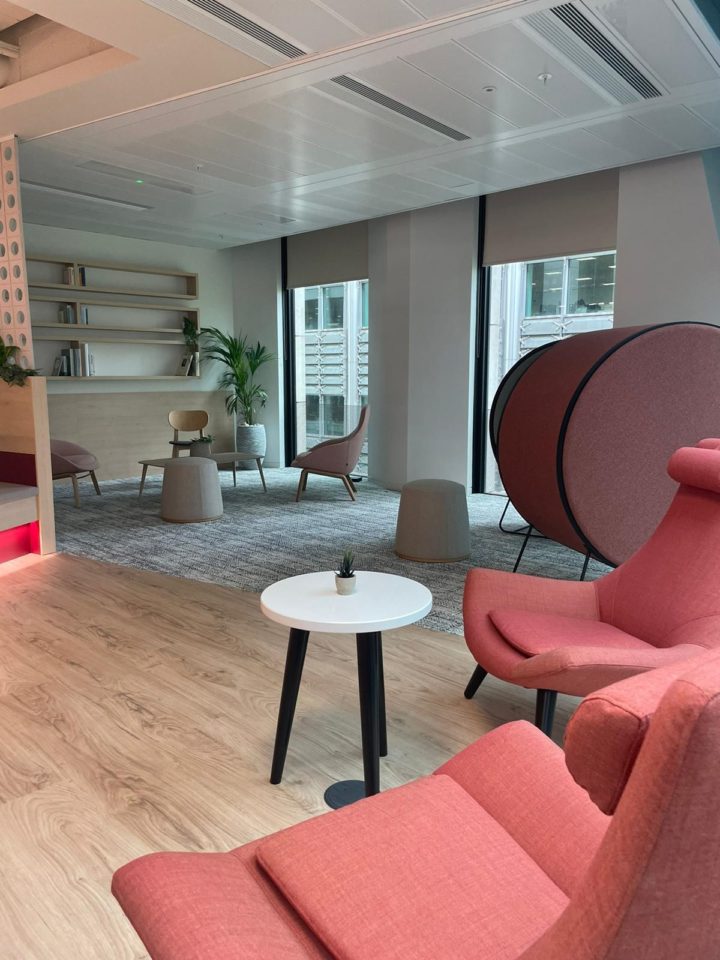 Timber effect LVT flooring by Forbo, installed to new office in London.