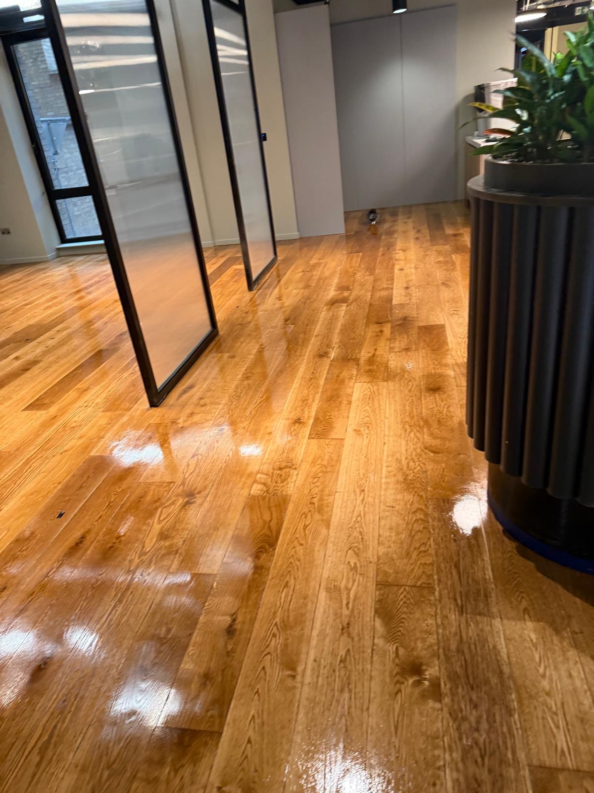 Workspace timber floor restoration - Loughton Direct