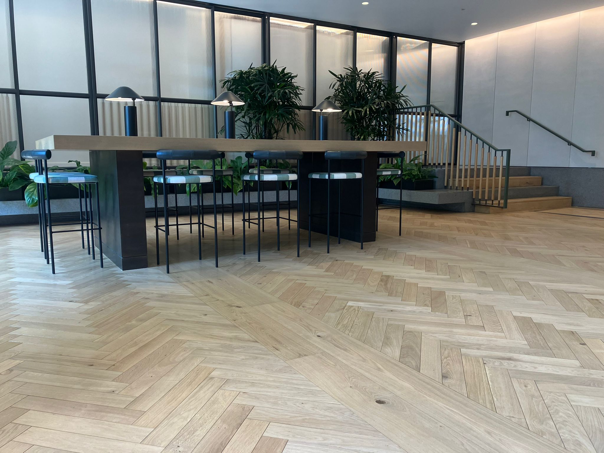 Refinished timber floor in a London Office - Loughton Direct