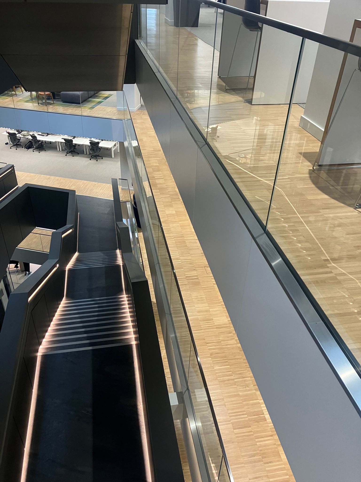 Loughton Direct - Arial shot of restored timber floor with protective lacquer