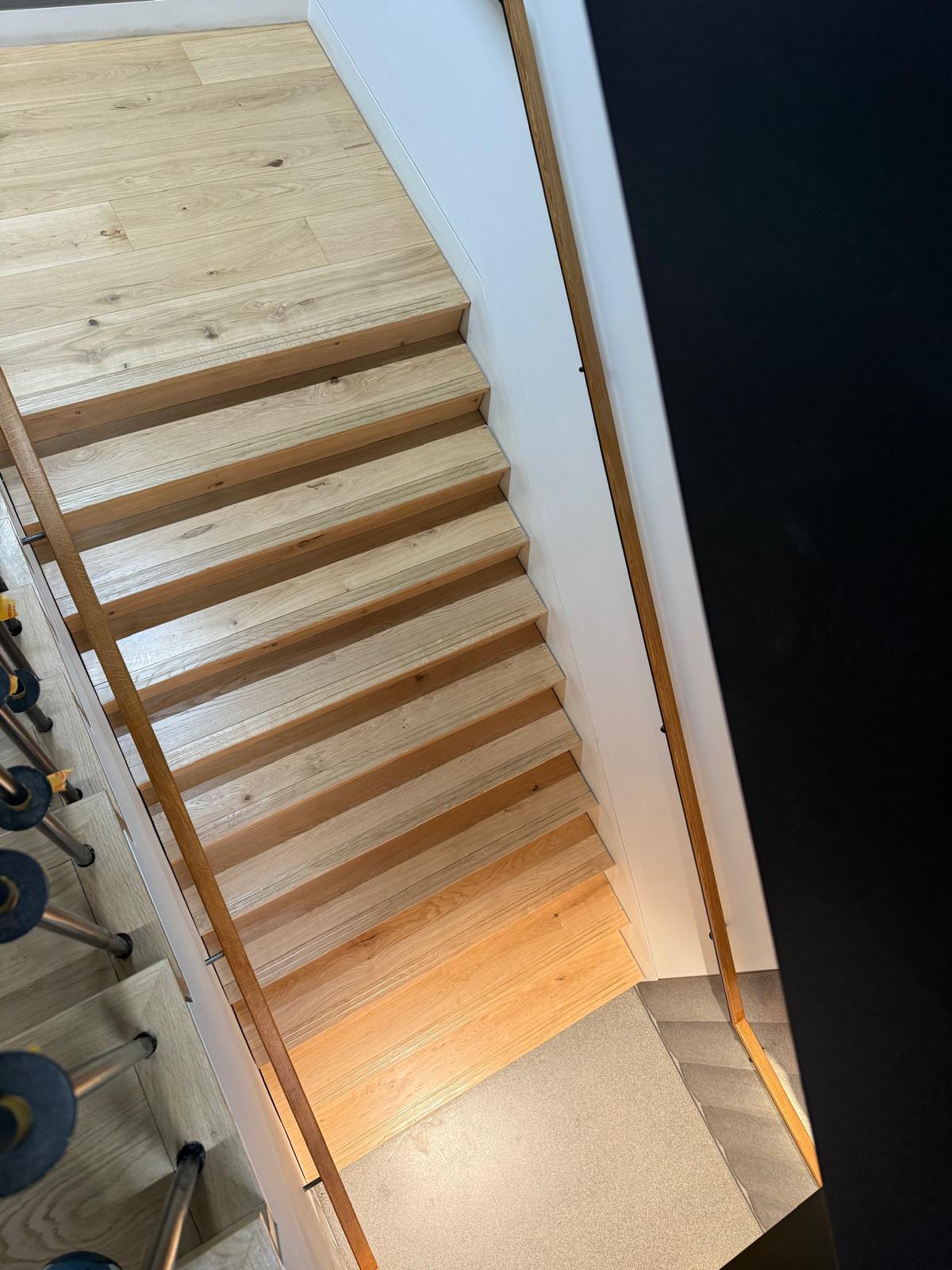 Timber staircase in London office - Loughton Direct