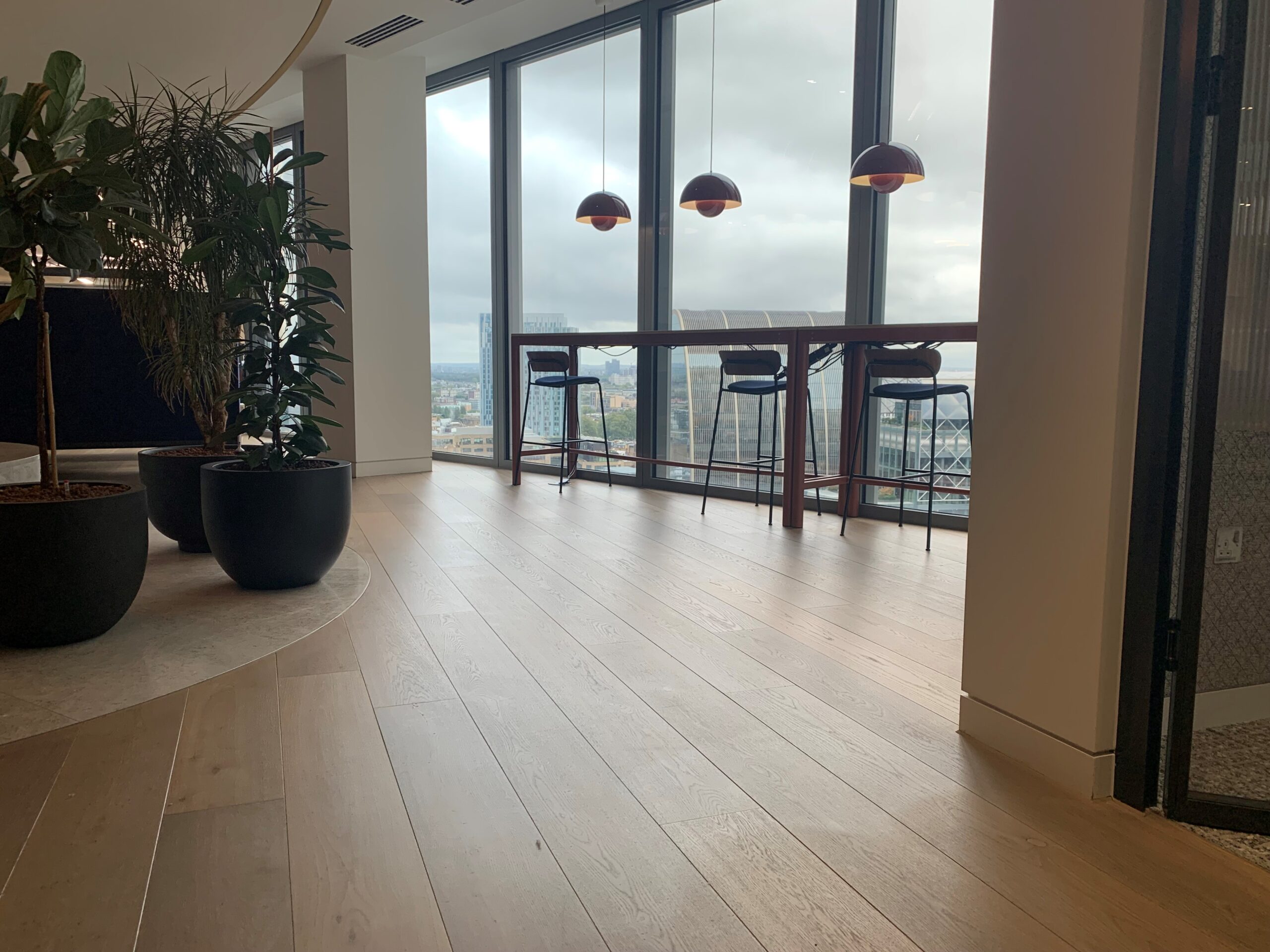 Timber clean, buff and oil in working space - Loughton Contracts