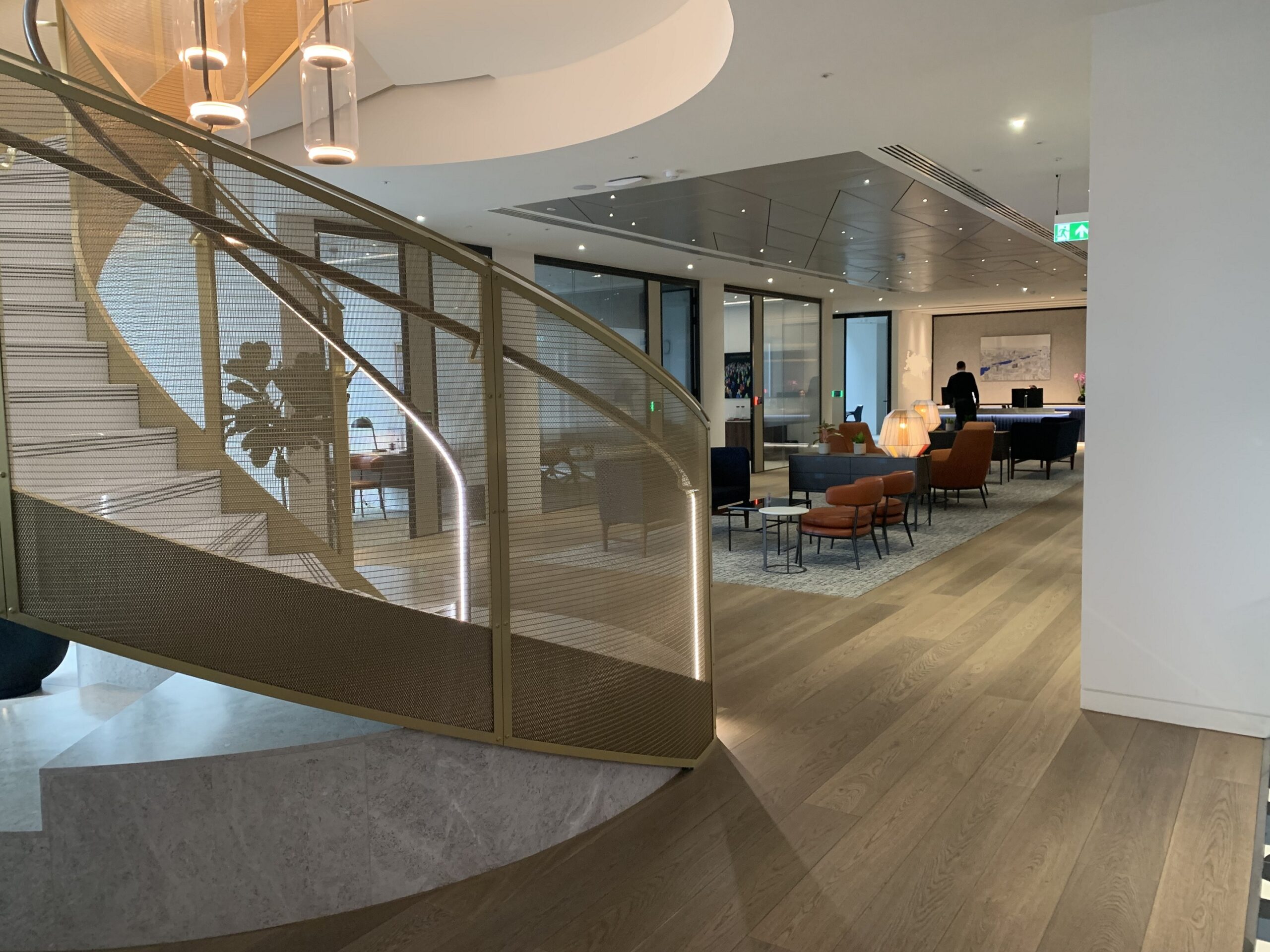 Breakout and reception area timber after cleaning, oiling and buff - Loughton Direct