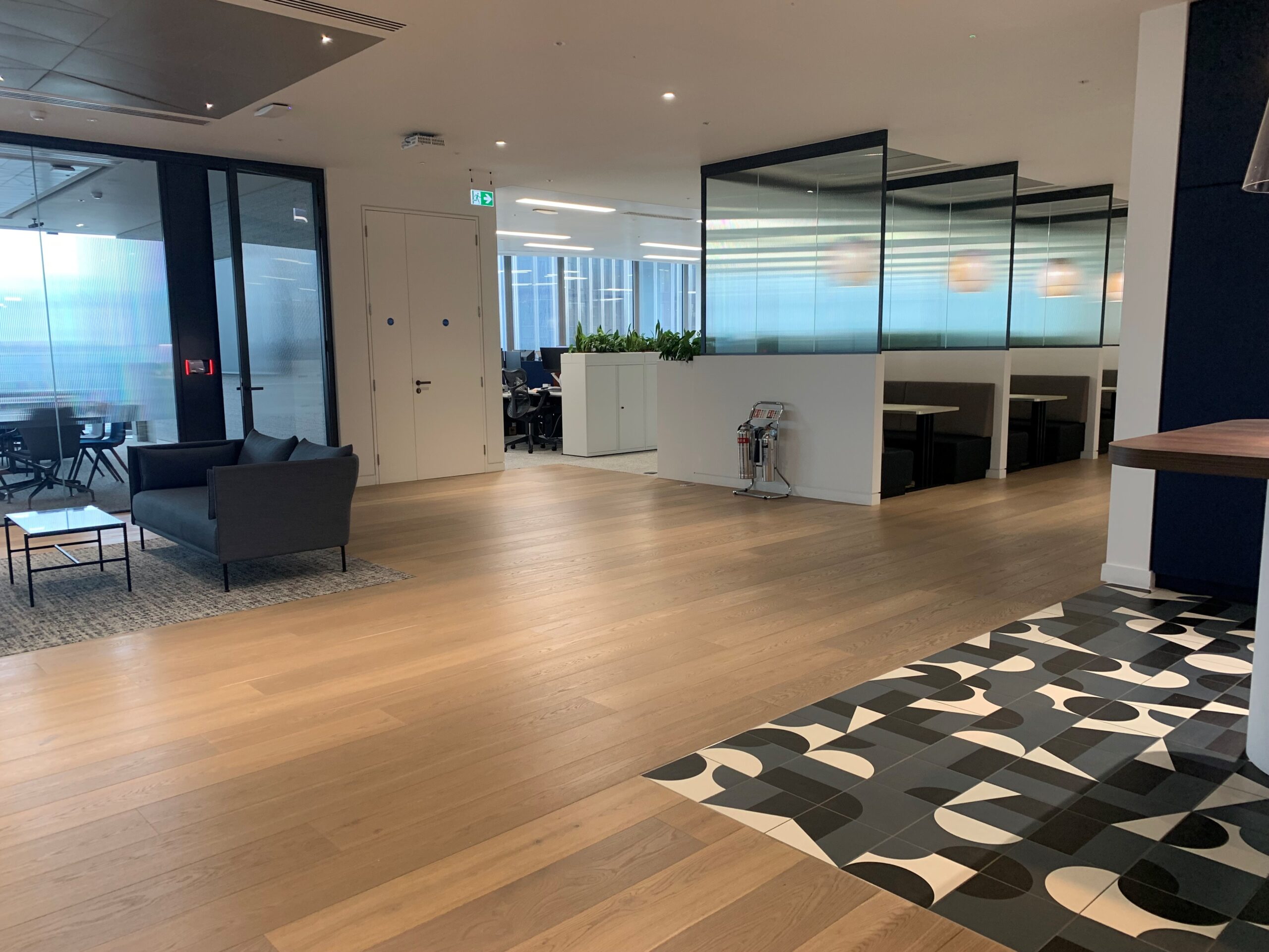 Timber Clean in office breakout area - Loughton Direct