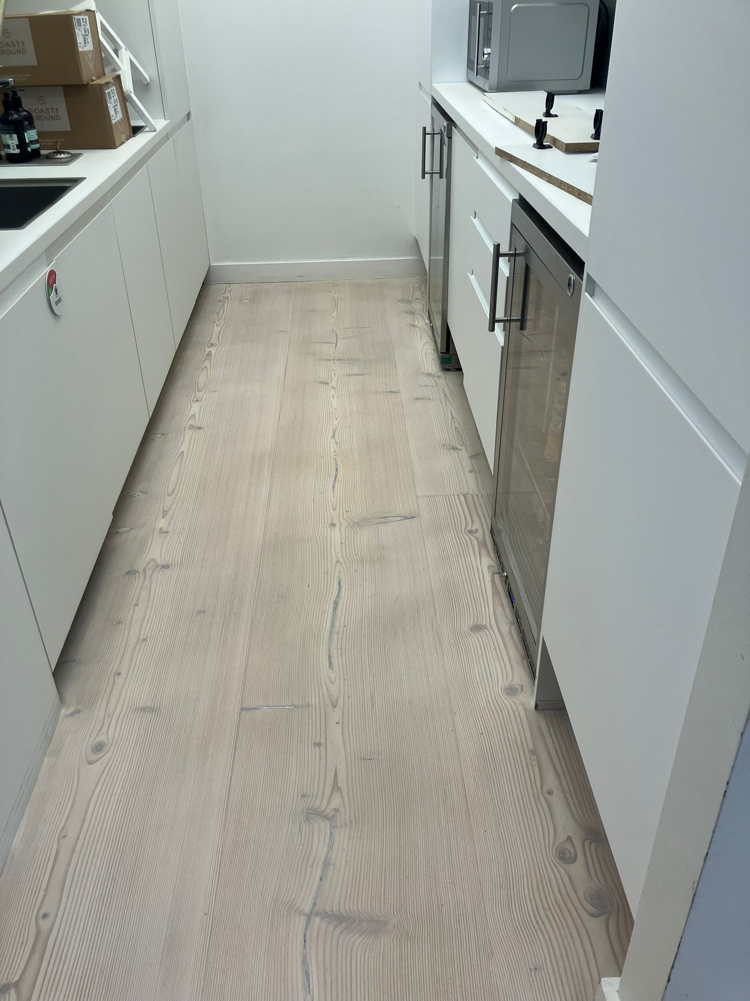 Kitchen Area timber after wood lye applied - Loughton Direct