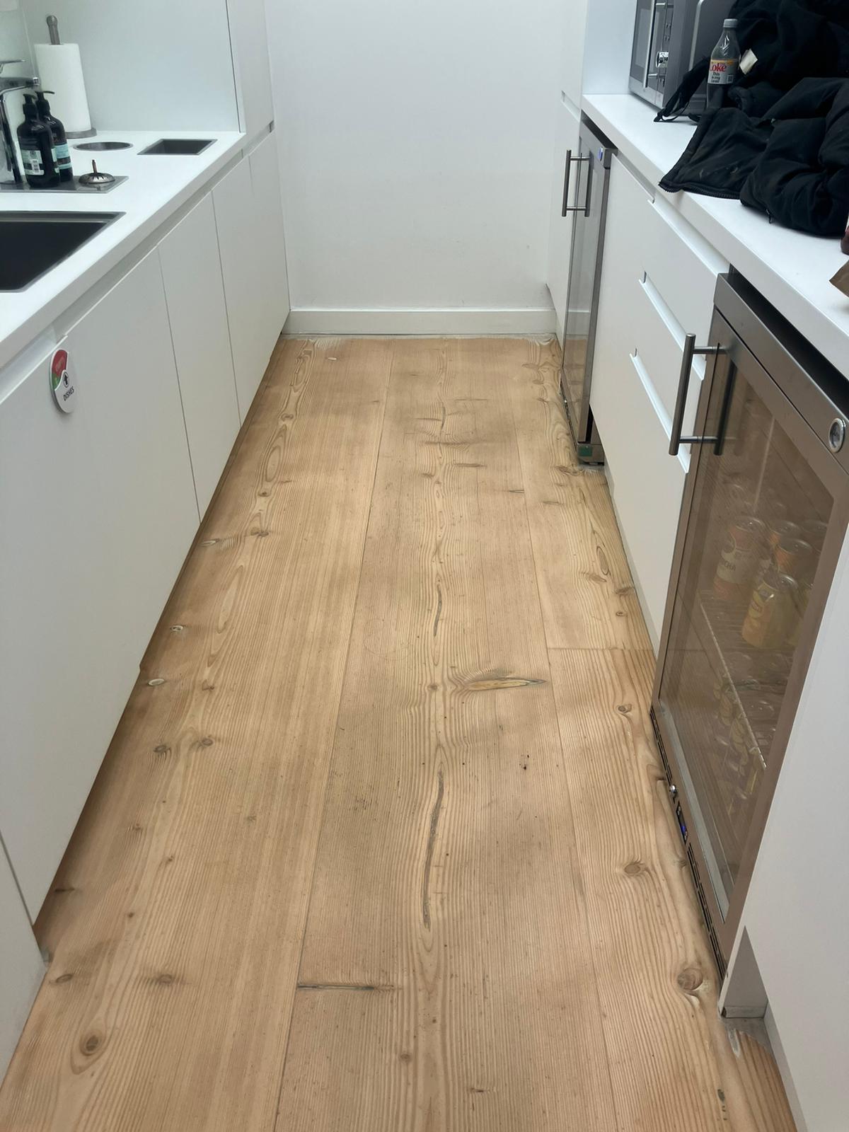 Tea Point area after sanding of original finish - Loughton Contracts